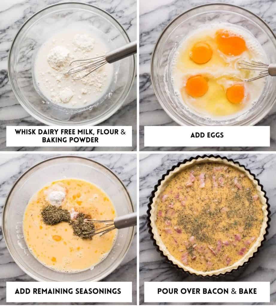 Dairy Free Quiche Lorraine (Low FODMAP) collage for filling