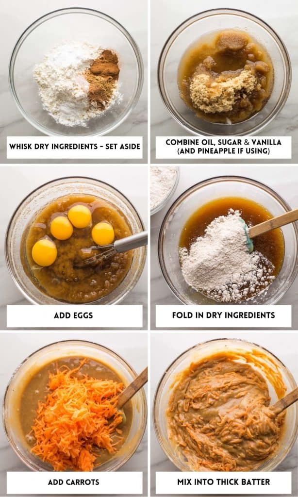 gluten free carrot cake batter collage