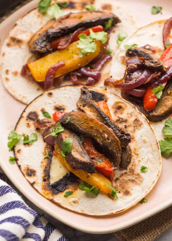 Portobello Mushroom Fajitas on a plate