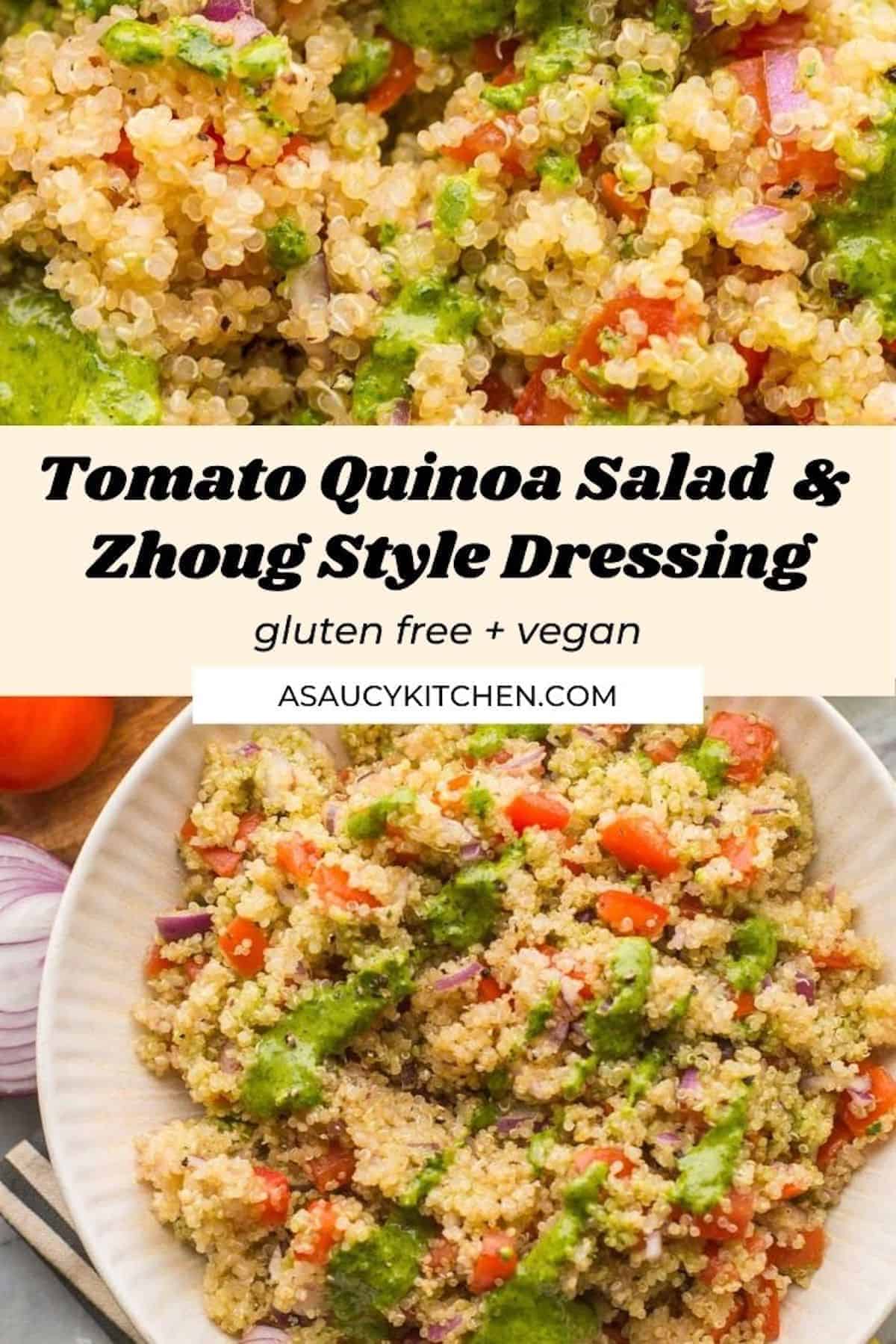 Tomato Quinoa Salad with a Zhoug Style Dressing - A Saucy Kitchen