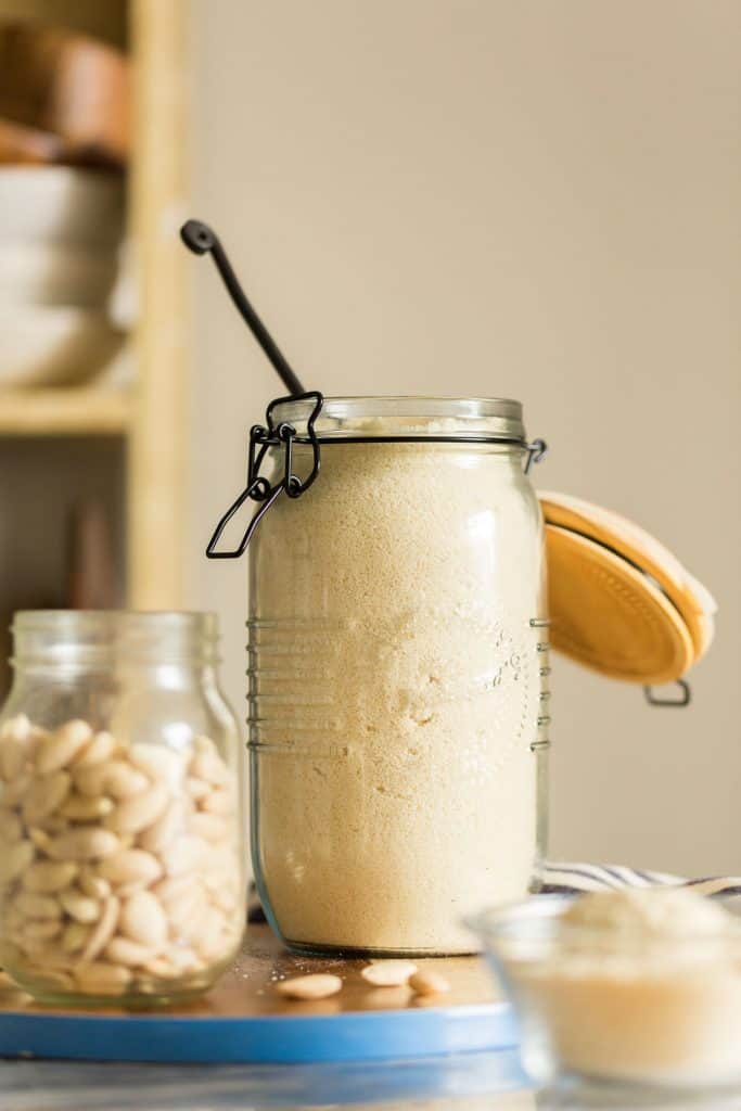 almond flour in a big jar