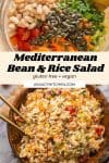 Mediterranean bean and rice salad pin graphic