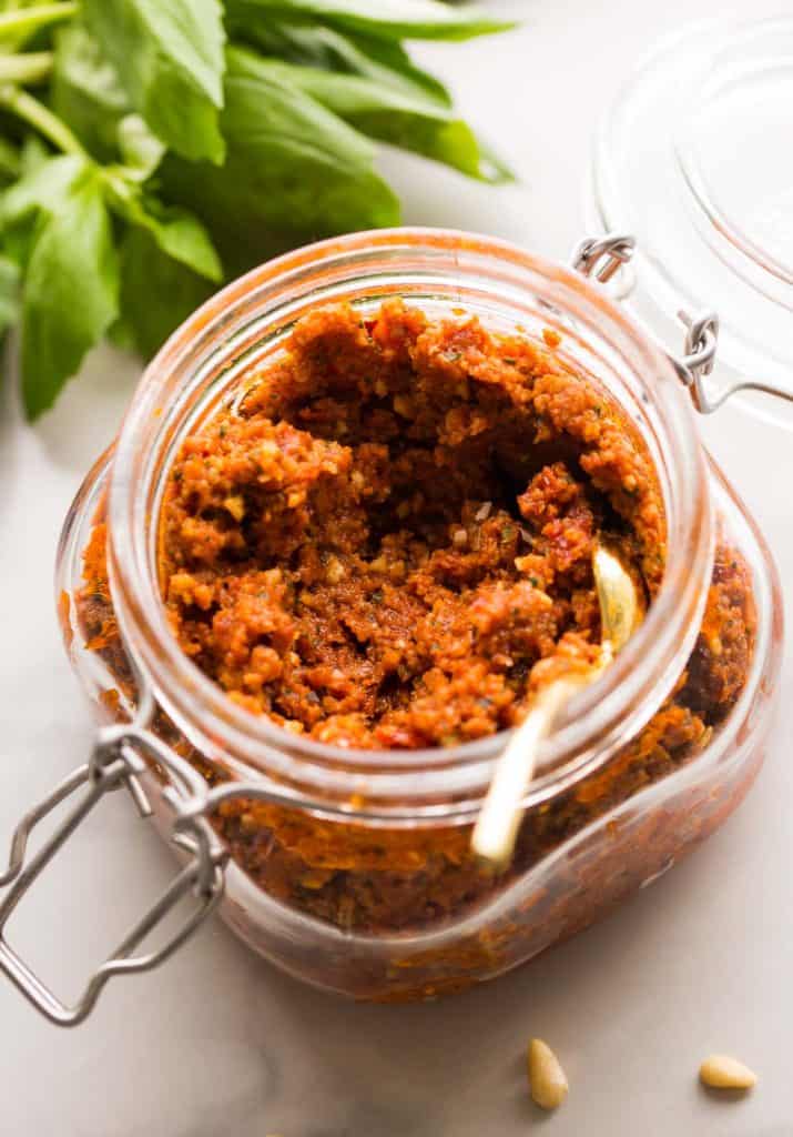 pesto rosso in a jar