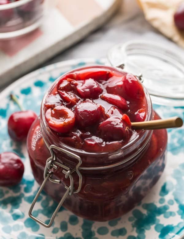 cherry pie filling in a jar