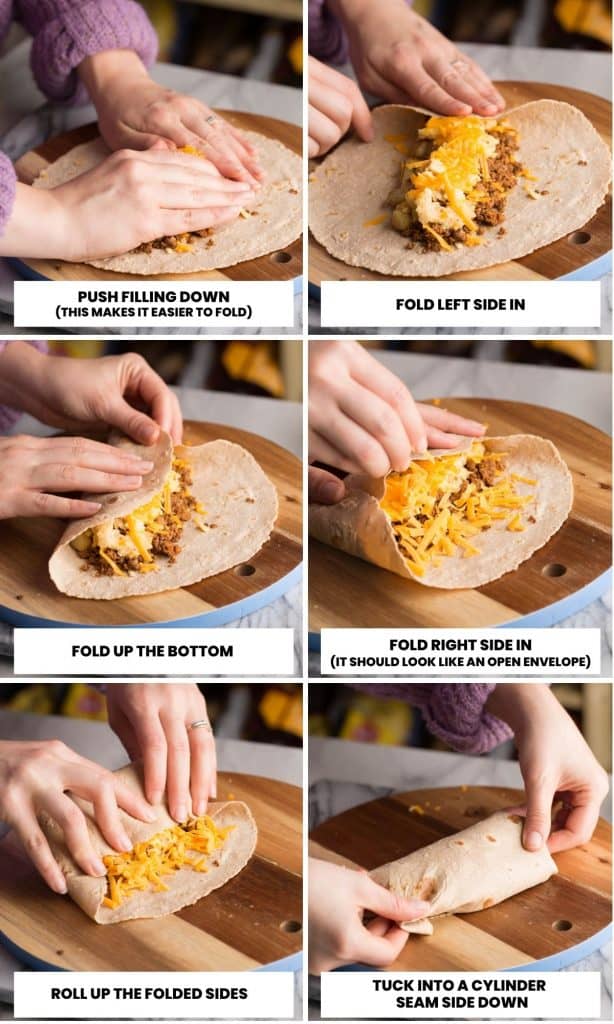 burrito wrapping tutorial collage