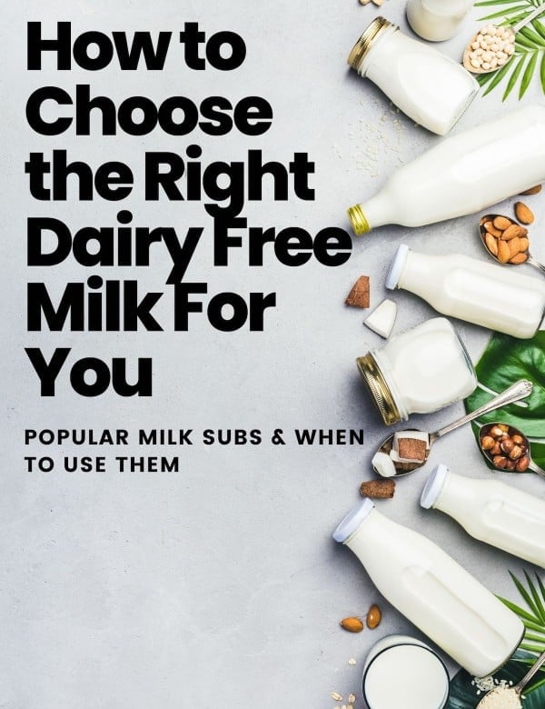 dairy free milk substitute guide graphic for pinterest