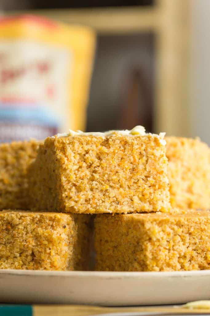 Gluten Free Cornbread stacked on a plate