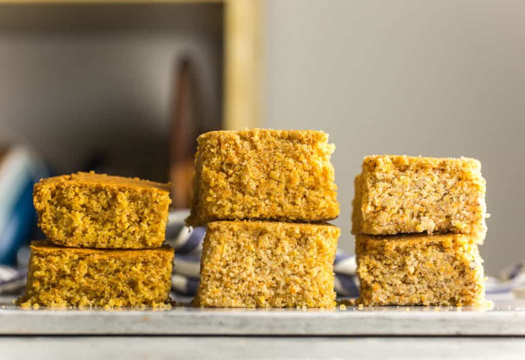 three variations of the Gluten Free Cornbread: chickpea flour version (egg free), flax eggs version and the regular version.