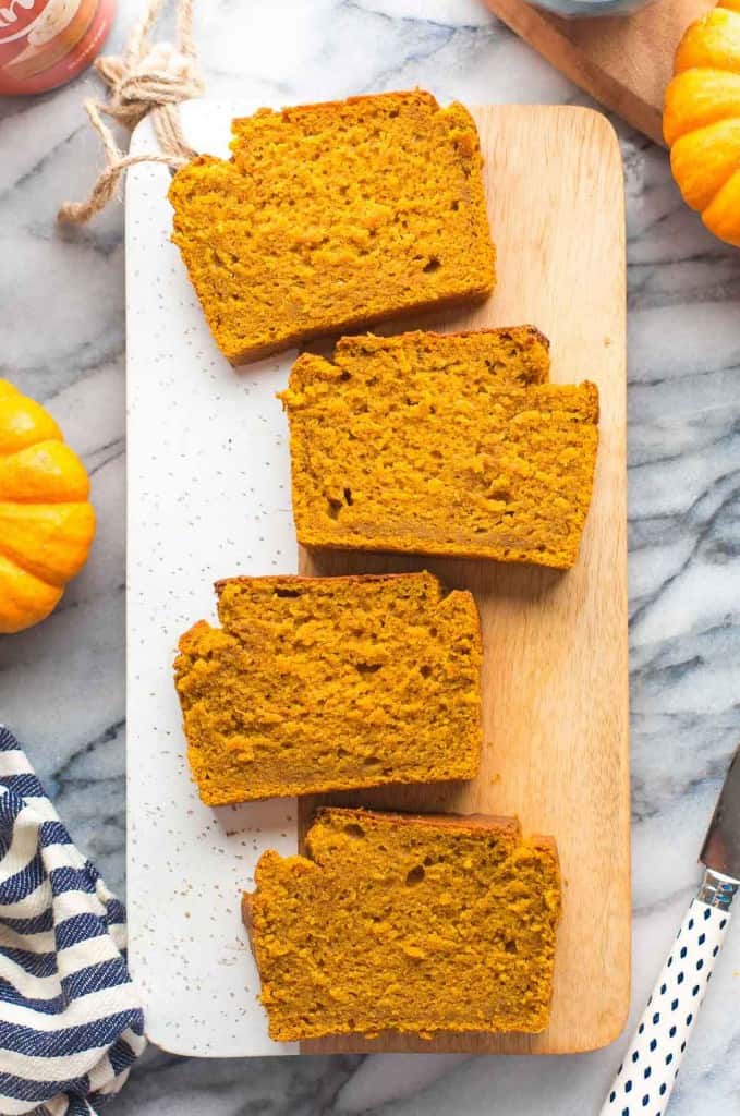 Gluten Free Pumpkin Bread_ on cutting board