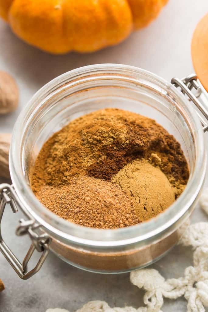 unmixed Pumpkin Pie Spice recipe in a small jar