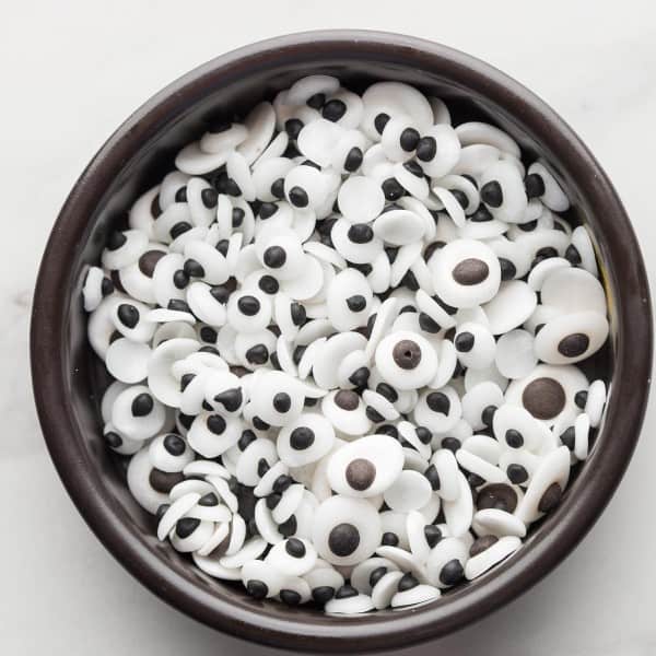 homemade Edible Googly Eyes in a small bowl