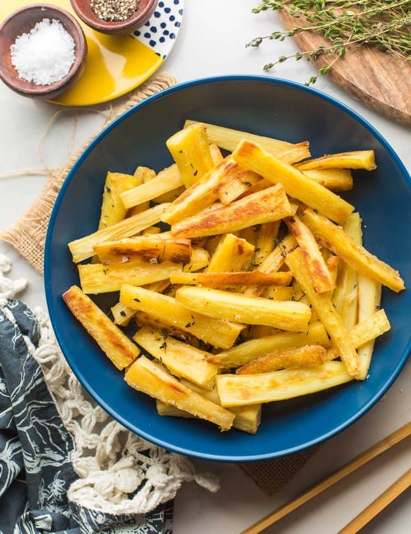 Honey Roast Parsnips in serving bowl