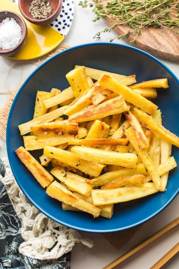 Honey Roast Parsnips in serving bowl