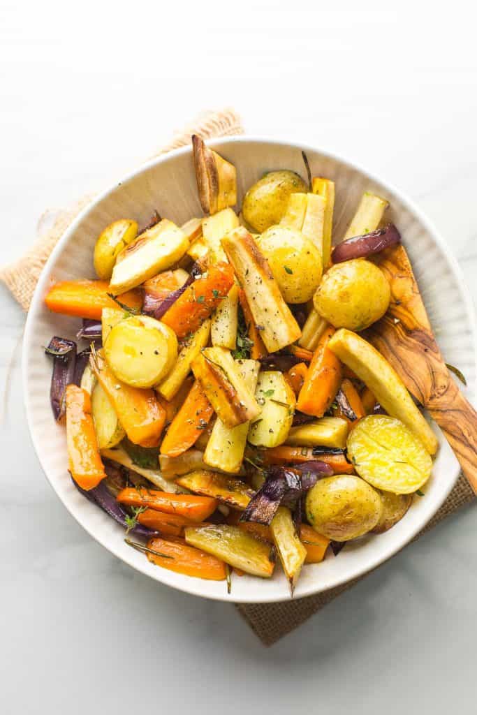 Roasted Root Vegetables in a serving bowl