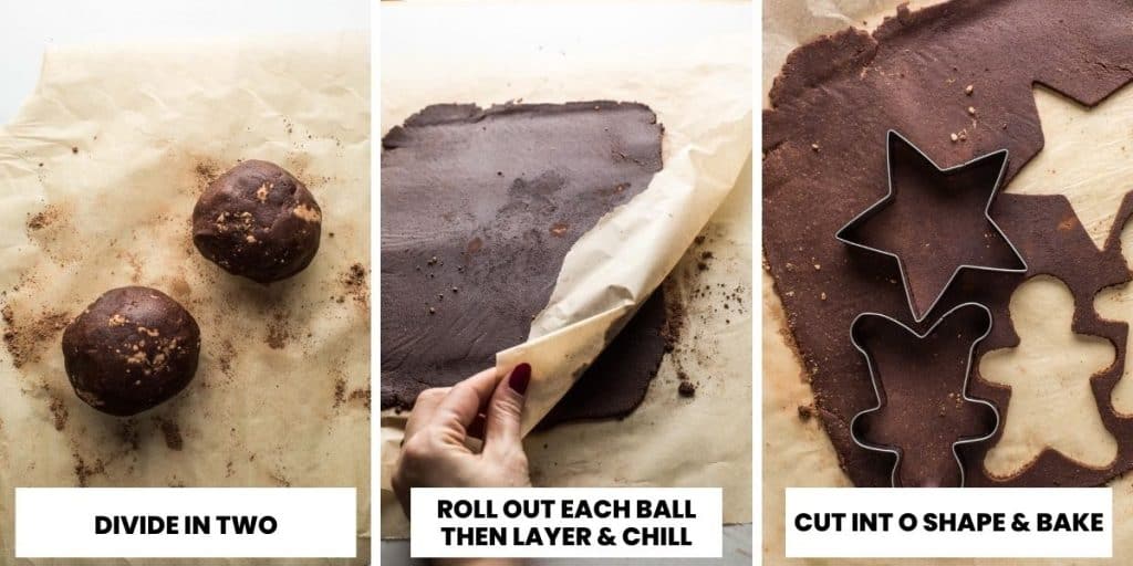 chocolate sugar cookies rolling dough collage