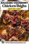 Crispy Balsamic Cranberry Chicken Thighs with Mushrooms pin image