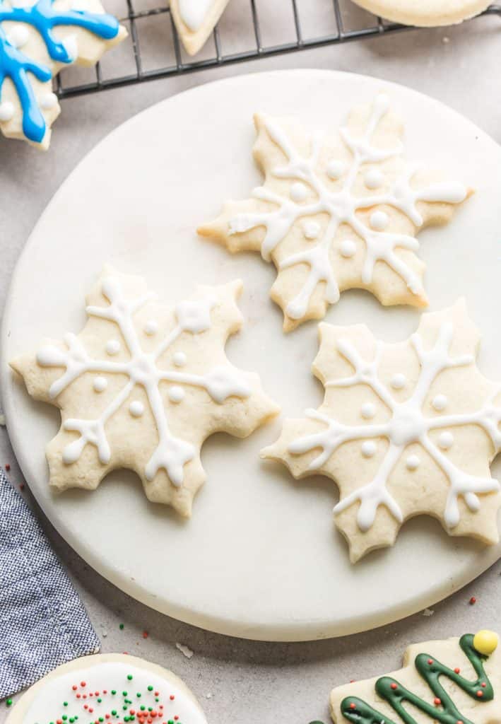 gluten free sugar cookies shaped like snowflakes