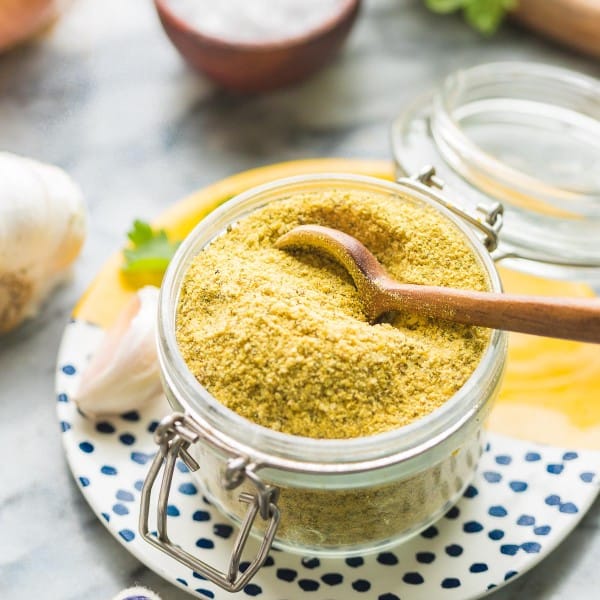 Homemade Vegetable Bouillon Powder in a small jar