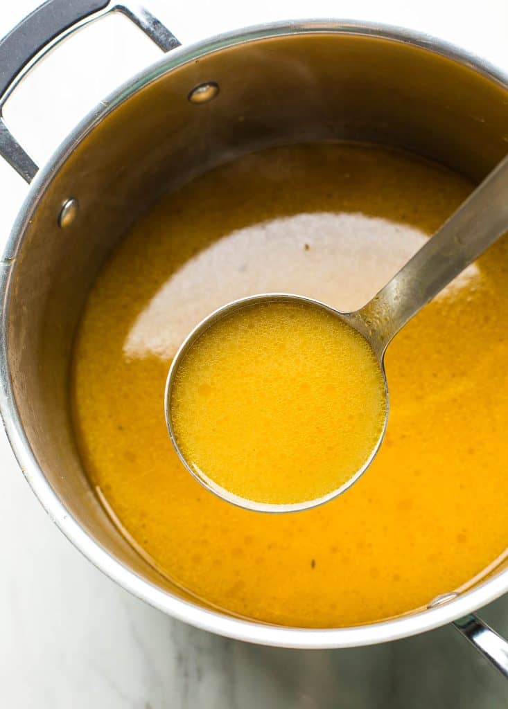 an instant pot full of freshly made homemade low fodmap vegetable stock