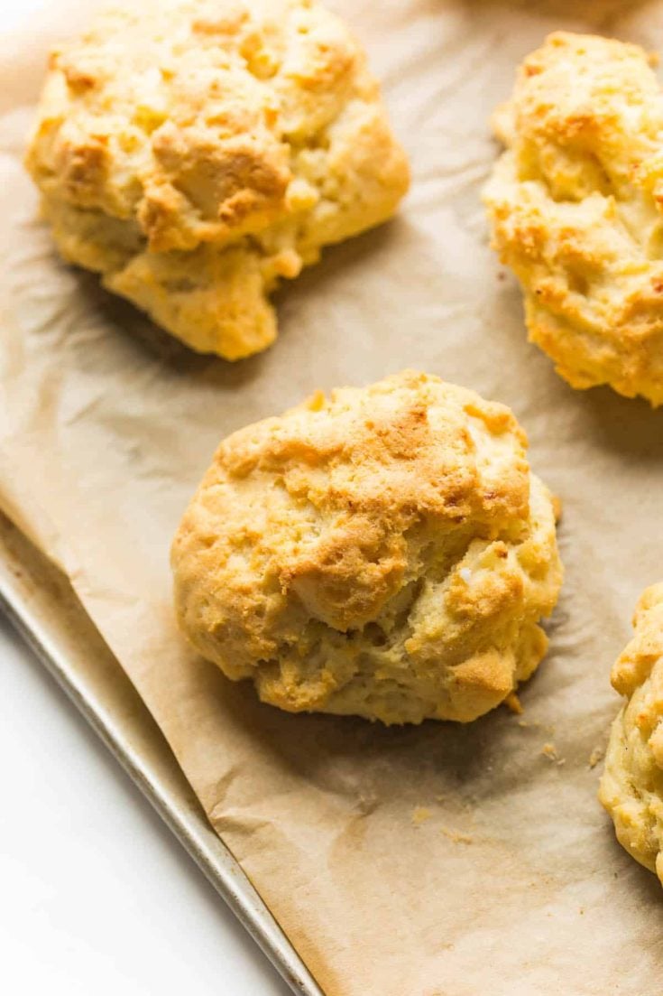 mashed potato biscuits on a baking sheet