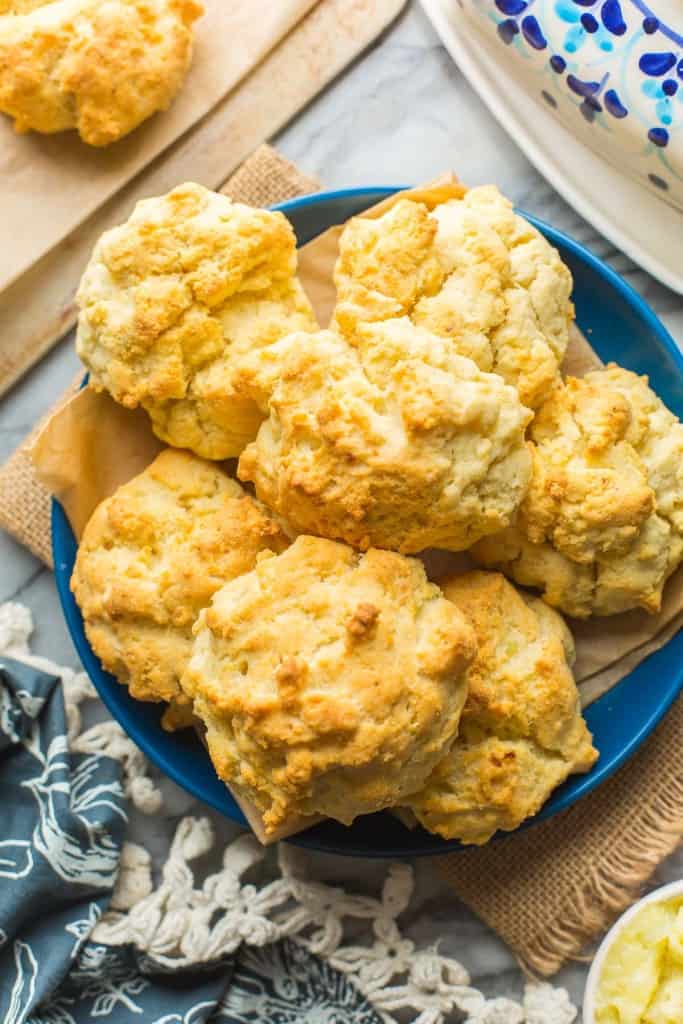 mashed potato biscuits on a plate 