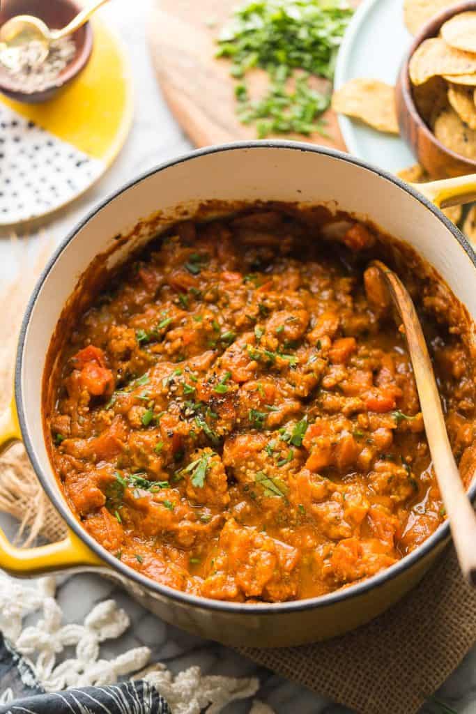 Low FODMAP Chili in a big cooking pot