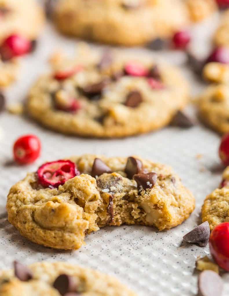 a bite take out of Cranberry Oatmeal Cookie 