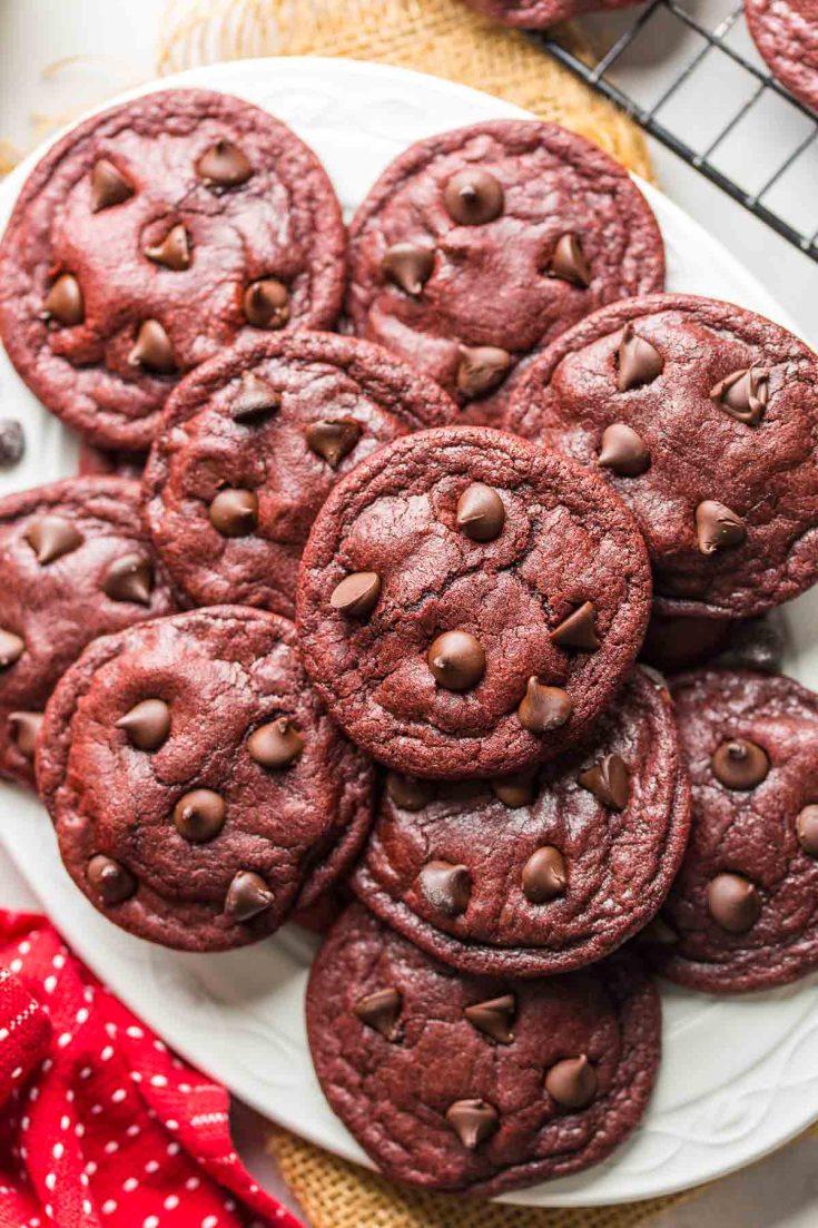 gluten free red velvet cookies on a plate
