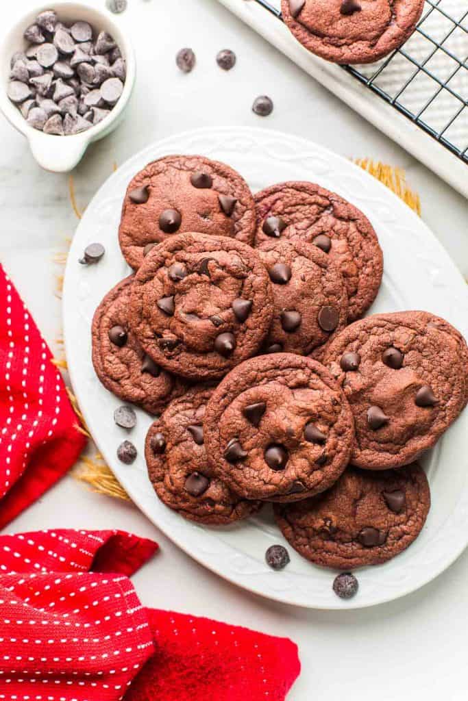 Paleo Red Velvet Cookies on a plate