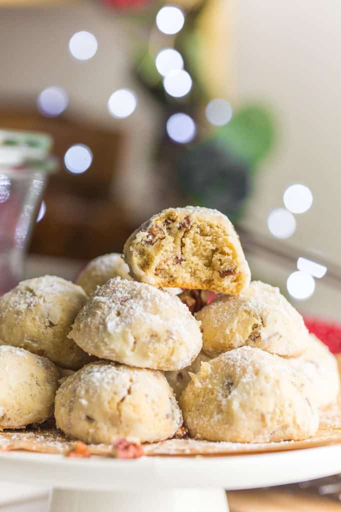 snowball cookies on a plate