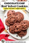 paleo chocolate chip red velvet cookies pin image.