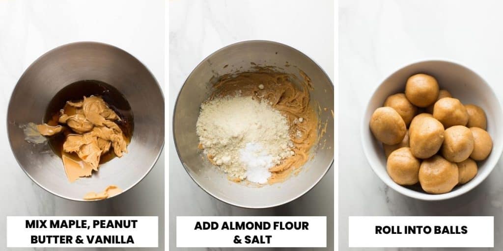 gluten free peanut butter cookie dough prep collage
