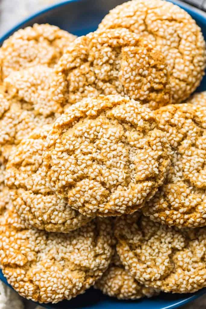 a pile of Tahini Cookies on a plate