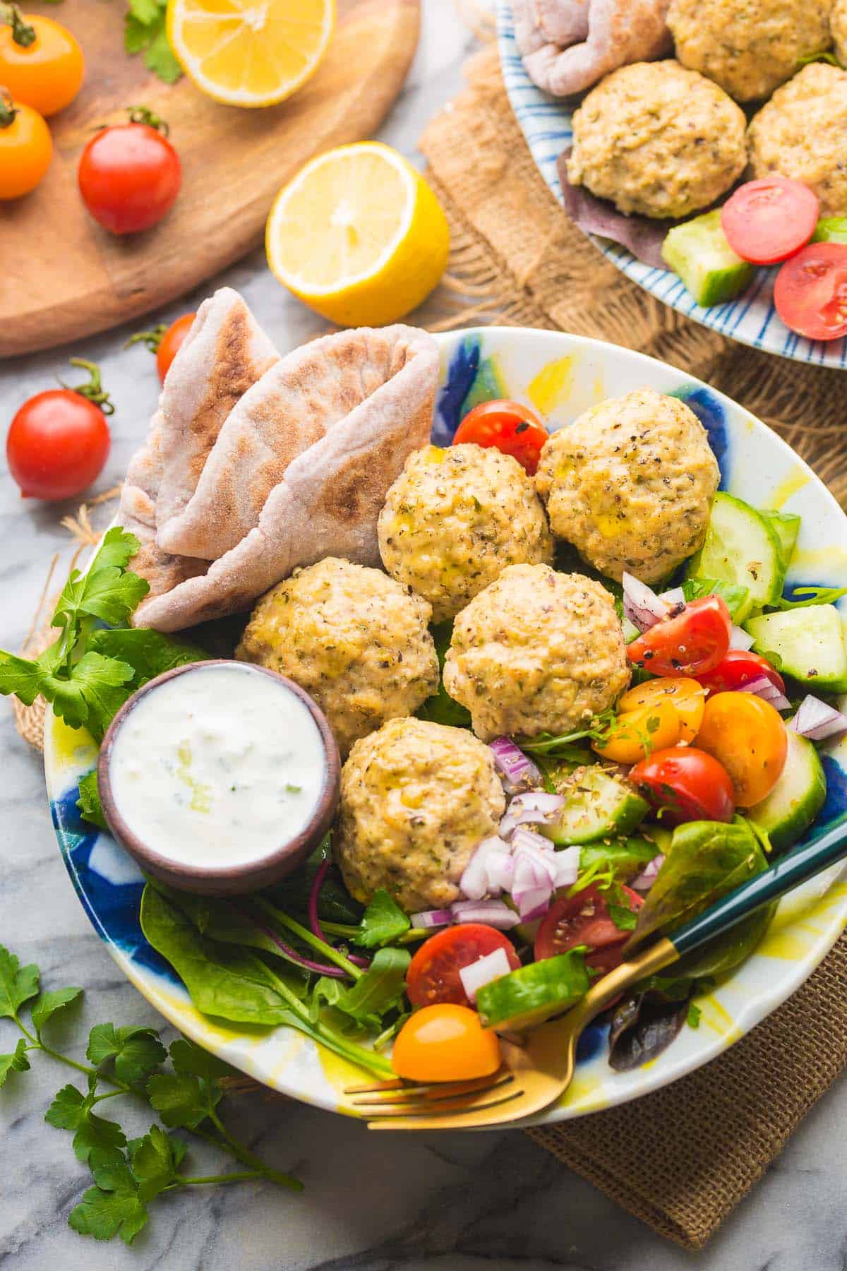 Greek Chicken Meatballs (Oven Bake & Air Fry)
