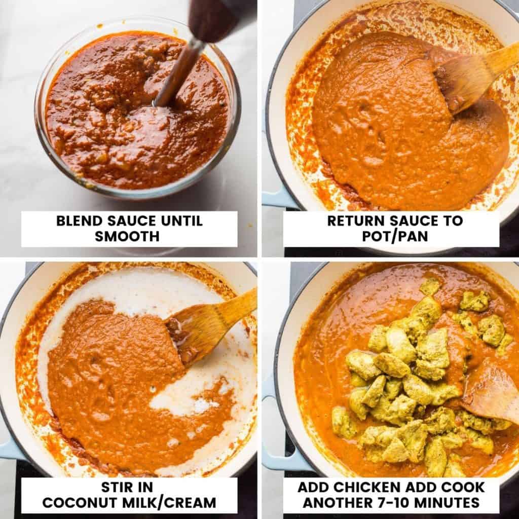 butter chicken sauce collage