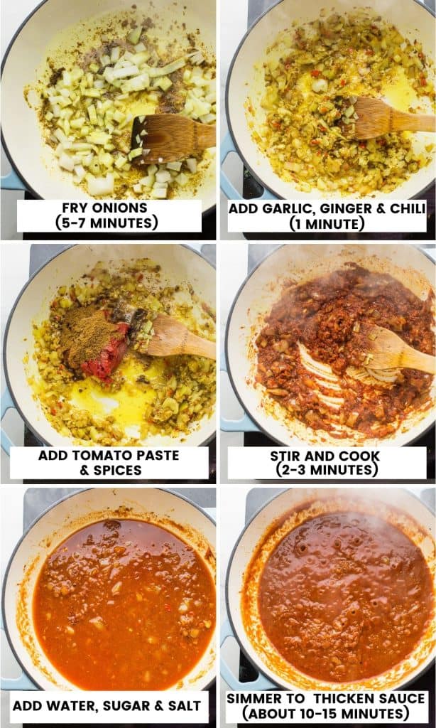 cooking process collage for butter chicken