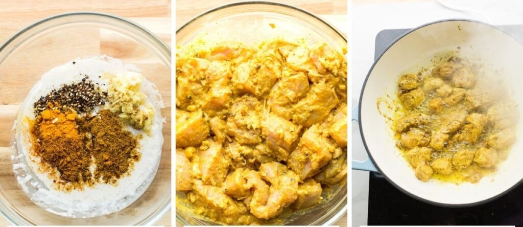 chicken marinating in yoghurt and spices