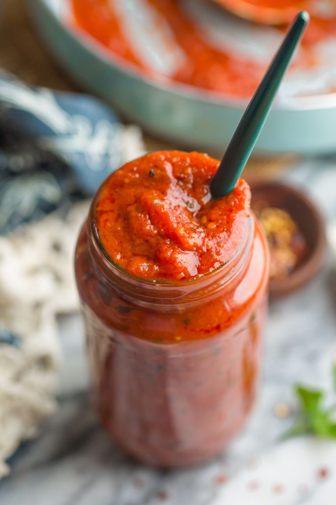 Homemade Arrabbiata Sauce in a jar