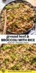 ground beef and broccoli with rice pinterest image