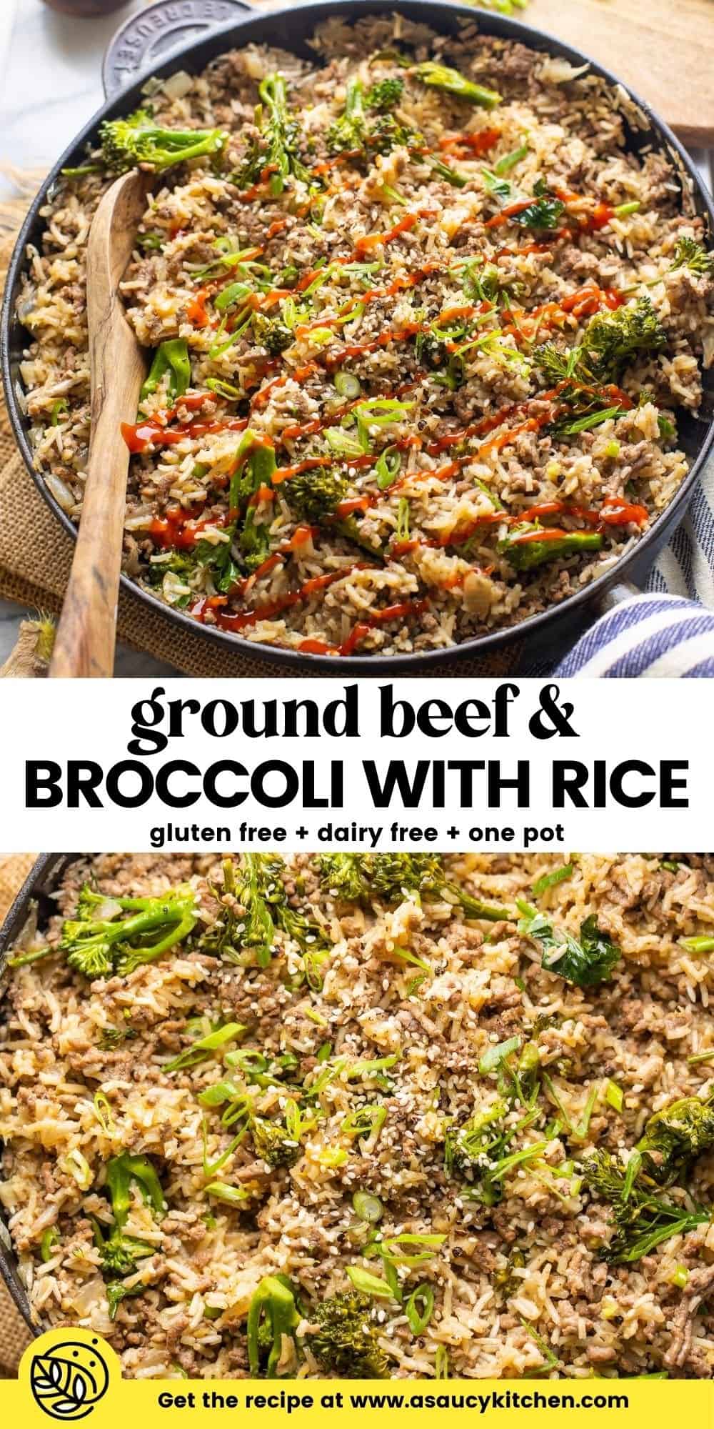 One Pot Ground Beef and Broccoli with Rice A Saucy Kitchen