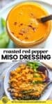 red pepper miso dressing pinterest graphic with title text