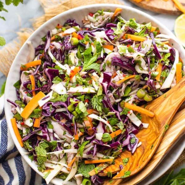 Vietnamese Chicken Coleslaw in a salad bowl