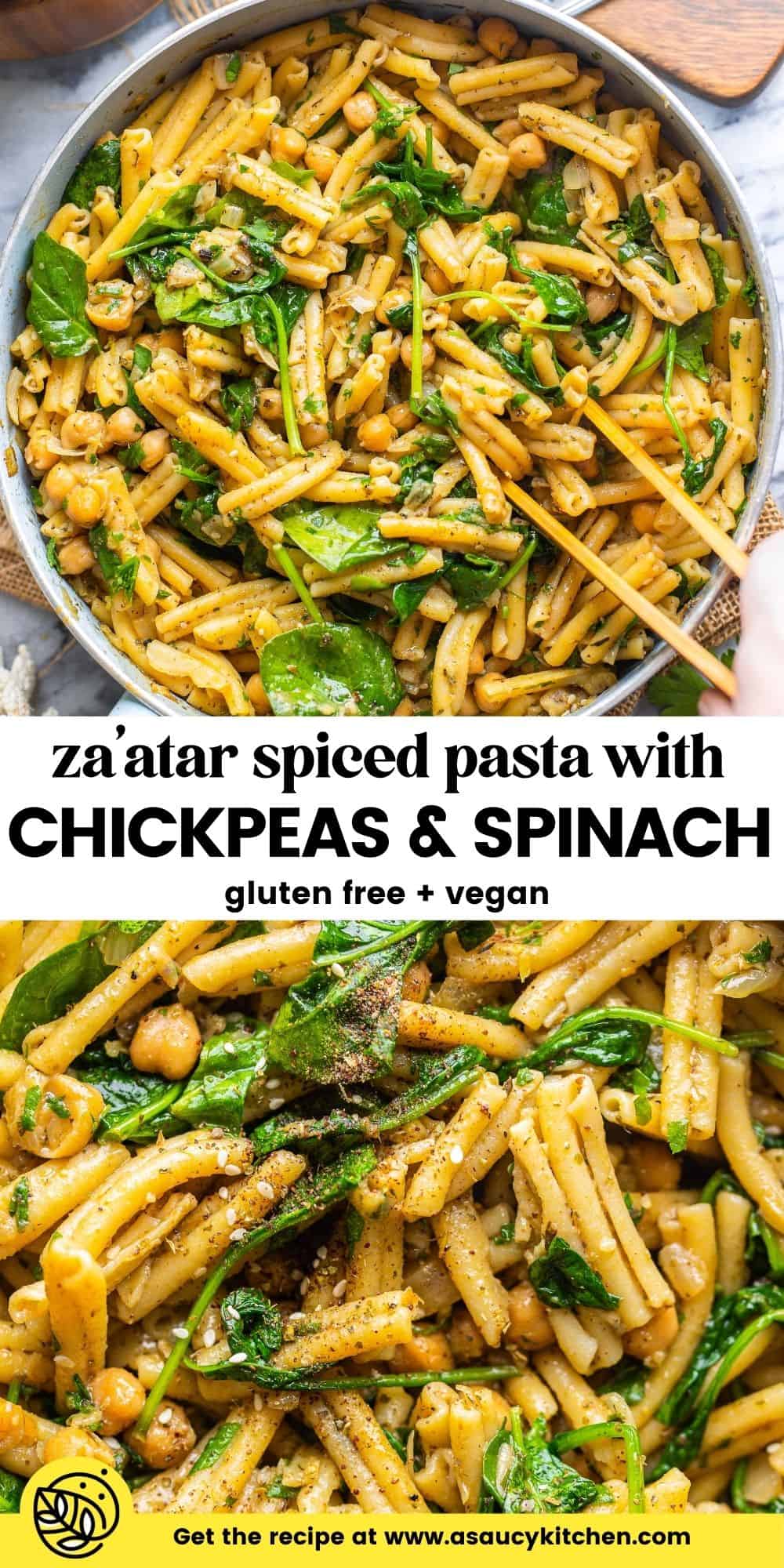 Za'atar Spiced Pasta with Chickpeas and Spinach A Saucy Kitchen