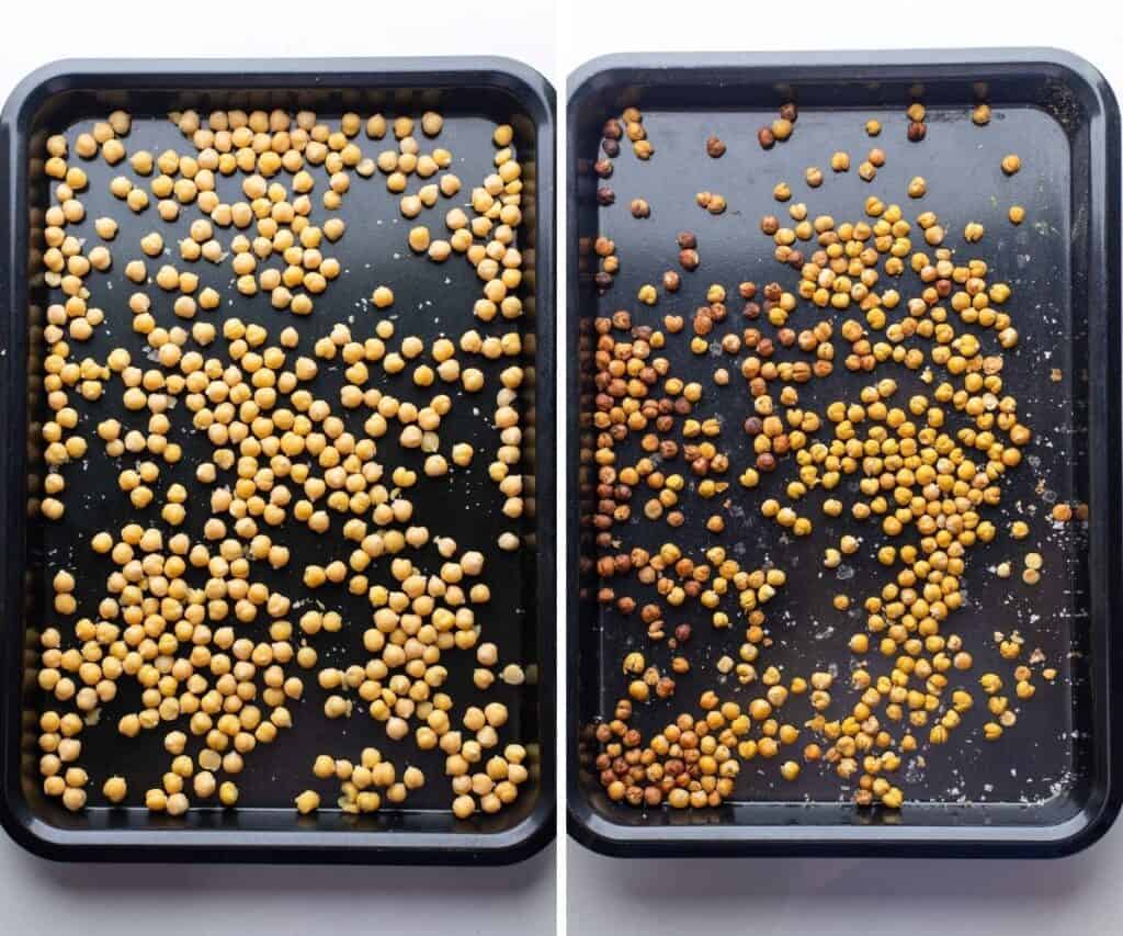 chickpeas-on-a-baking-sheet-before-and-after-roasting-