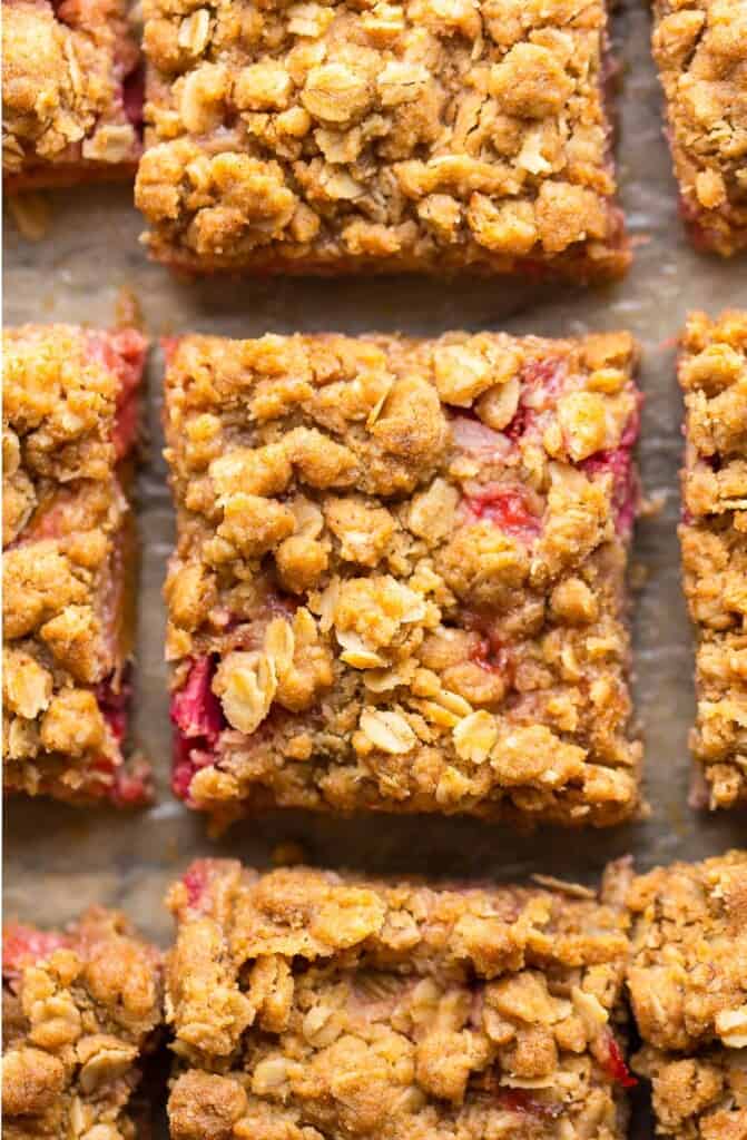 Strawberry Rhubarb Bars up close