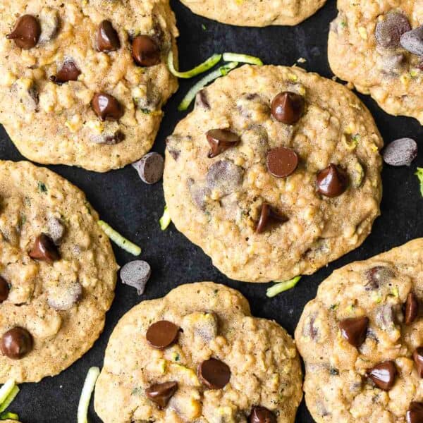 Chocolate Chip Zucchini Oatmeal Cookies on a baking sheet