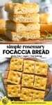 simple rosemary focaccia bread - pinterest image with gluten free, vegan and low fodmap label