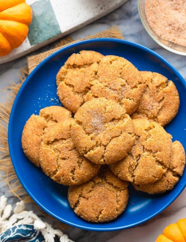 pumpkin snickerdoodles made with almond flour on a plate