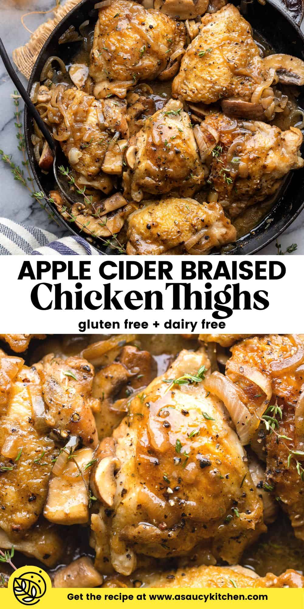 Apple Cider Braised Chicken Thighs A Saucy Kitchen