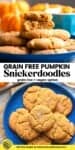 almond flour pumpkin snickerdoodle cookies pin image